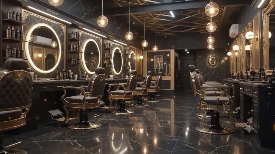 Luxury Barber Lounge crest reveal artwork